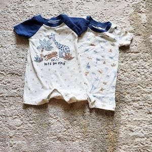 3/$25 Baby Boy 0-3M Jumper Set Safari Embroidered